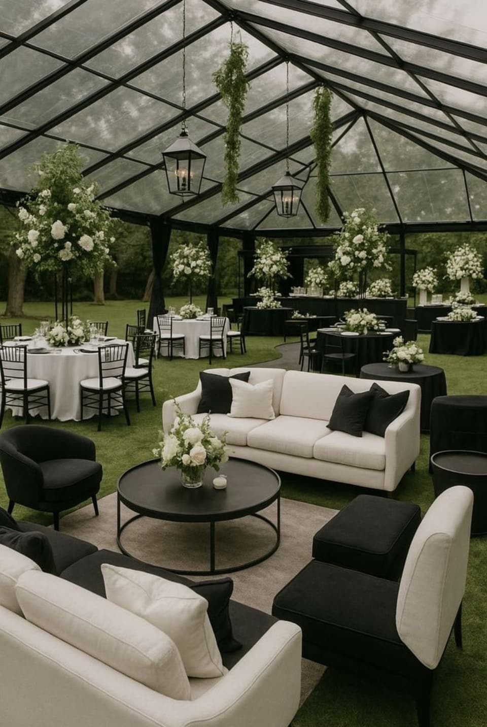 Glass lounge set for an evening reception